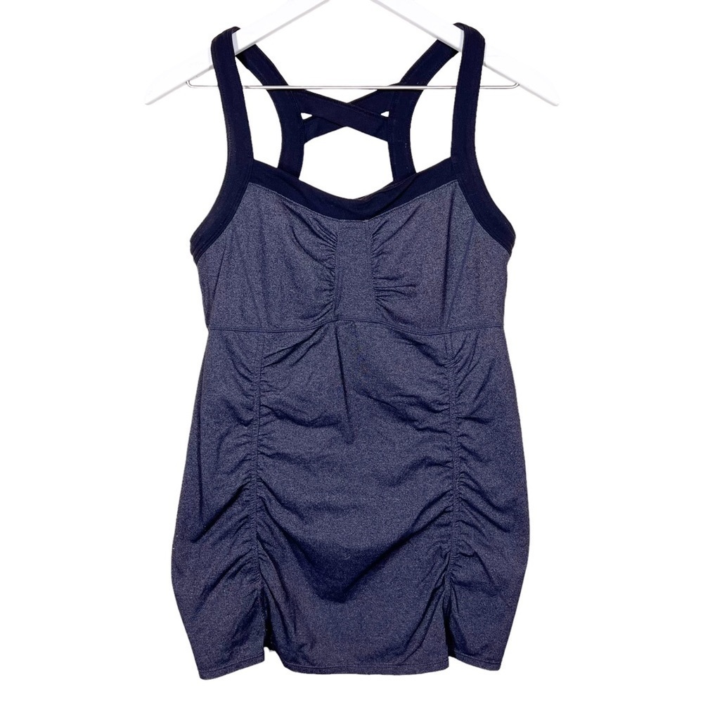 Athleta Scrunch Ruched Strappy Tank Top Athletic Gray Womens Medium Workout